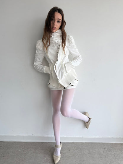 Cropped Slim-Fit Court-Style Asymmetrical High-Neck Fencing Jacket【s0000018391】