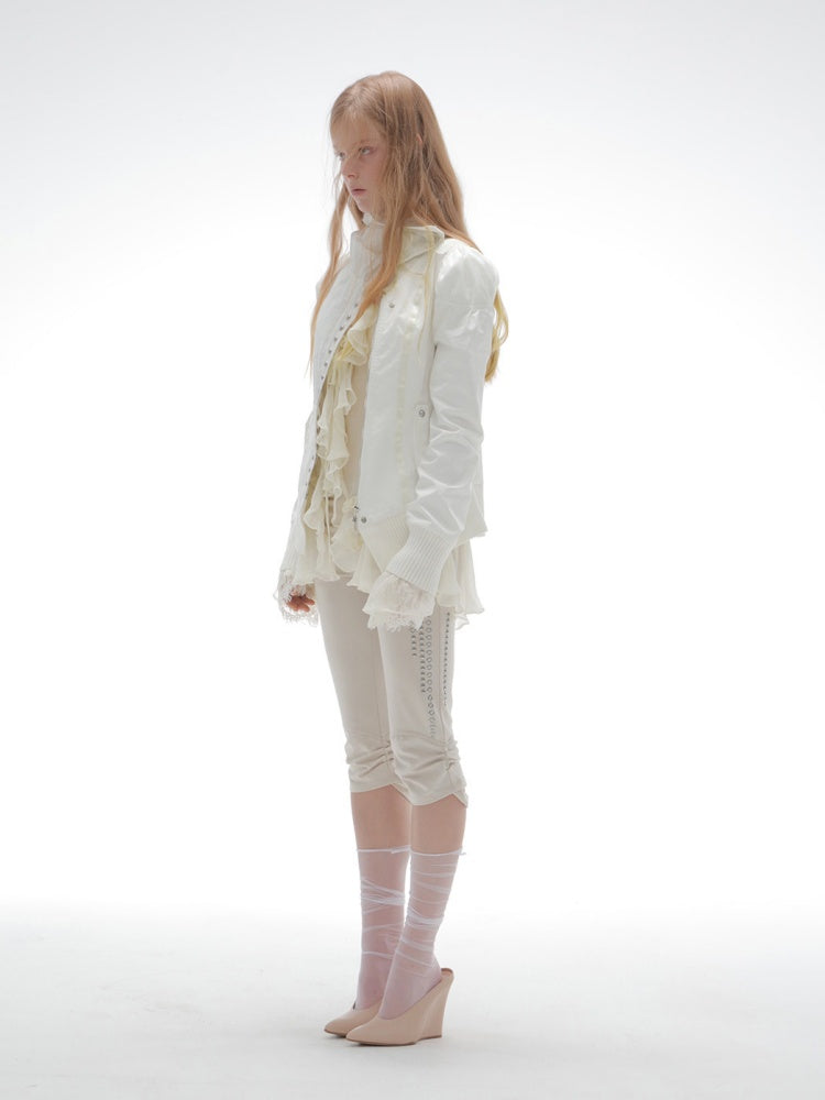 Cropped Slim-Fit Court-Style Asymmetrical High-Neck Fencing Jacket【s0000018391】