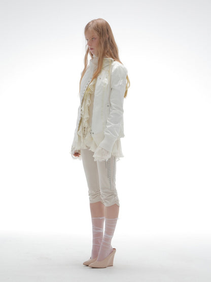Cropped Slim-Fit Court-Style Asymmetrical High-Neck Fencing Jacket【s0000018391】