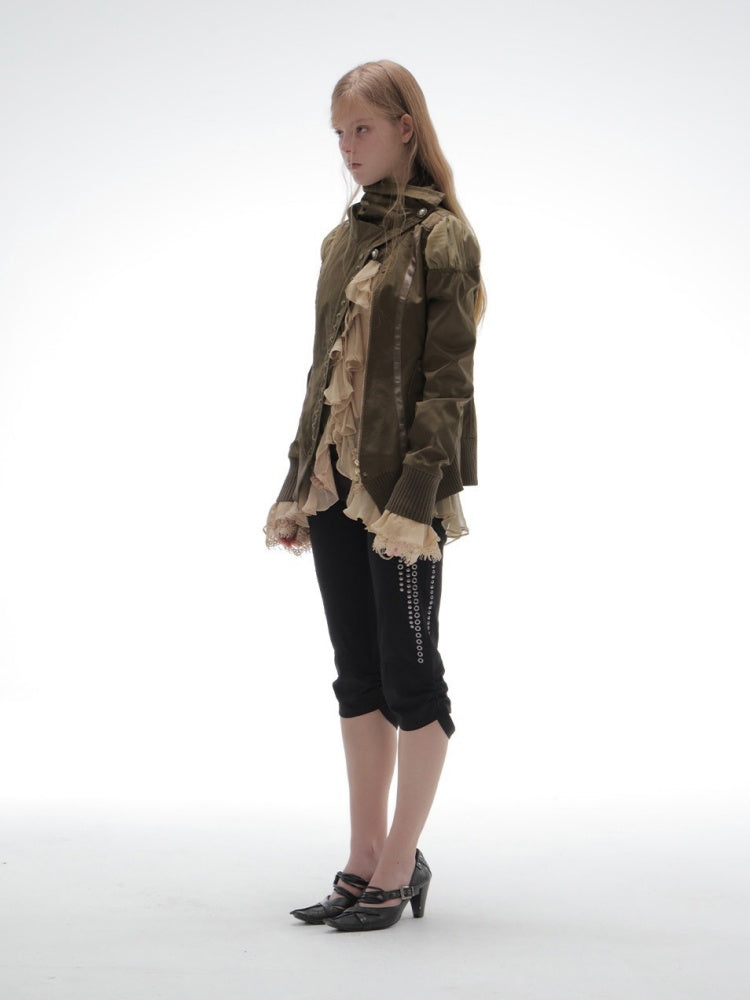 Cropped Slim-Fit Court-Style Asymmetrical High-Neck Fencing Jacket【s0000018391】
