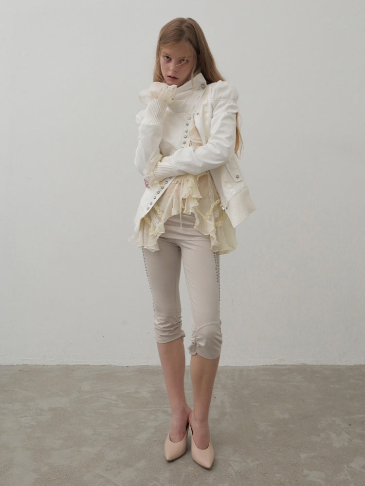 Cropped Slim-Fit Court-Style Asymmetrical High-Neck Fencing Jacket【s0000018391】