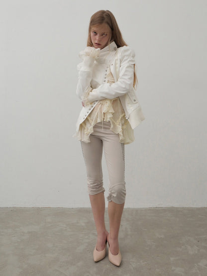 Cropped Slim-Fit Court-Style Asymmetrical High-Neck Fencing Jacket【s0000018391】