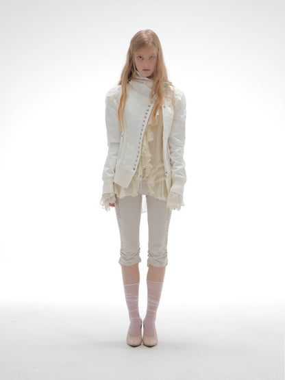 Cropped Slim-Fit Court-Style Asymmetrical High-Neck Fencing Jacket【s0000018391】