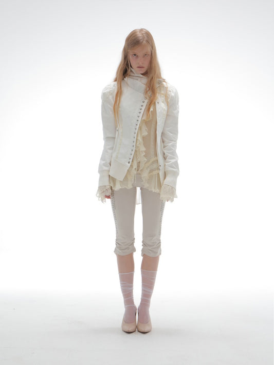 Cropped Slim-Fit Court-Style Asymmetrical High-Neck Fencing Jacket【s0000018391】