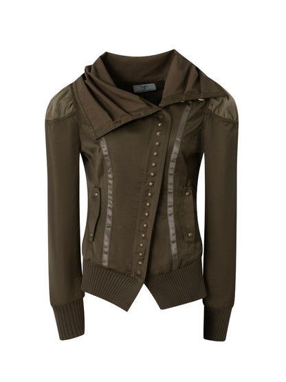 Cropped Slim-Fit Court-Style Asymmetrical High-Neck Fencing Jacket【s0000018391】