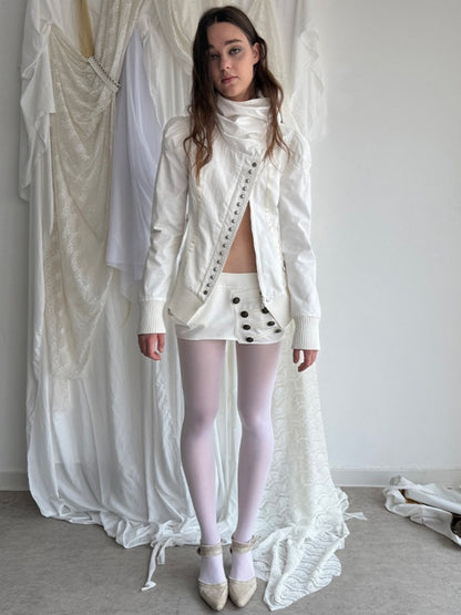 Cropped Slim-Fit Court-Style Asymmetrical High-Neck Fencing Jacket【s0000018391】