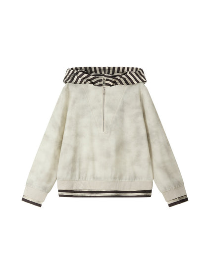 Half-Zip Loose Pullover Hooded Tie-Dye Sweatshirt【s0000018397】