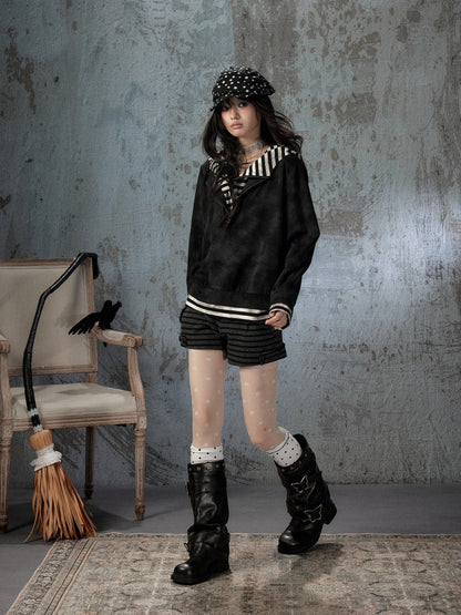 Half-Zip Loose Pullover Hooded Tie-Dye Sweatshirt【s0000018397】