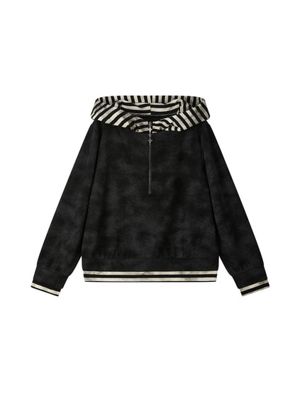 Half-Zip Loose Pullover Hooded Tie-Dye Sweatshirt【s0000018397】