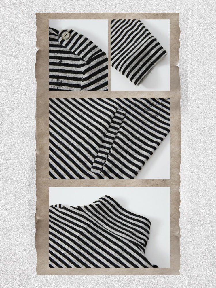 Half Zipper Collar Striped Long-Sleeve T-Shirt【s0000018402】