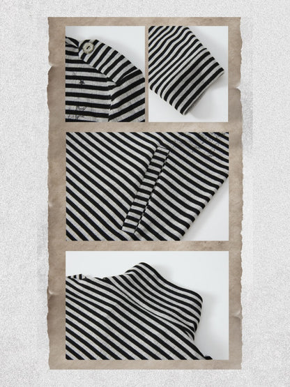 Half Zipper Collar Striped Long-Sleeve T-Shirt【s0000018402】