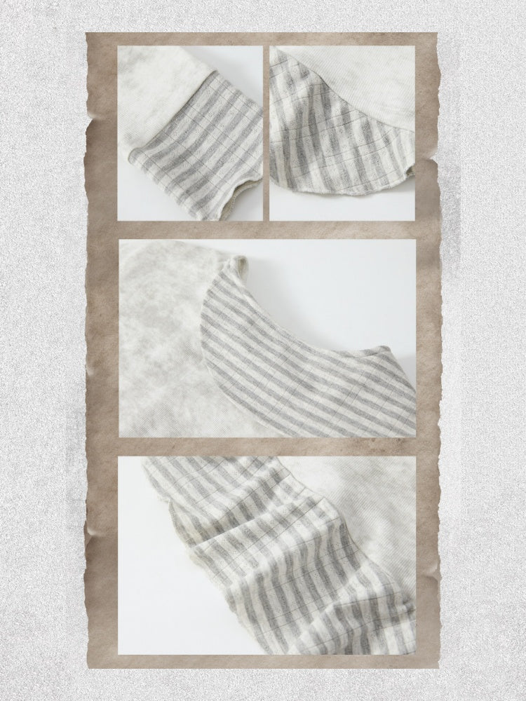Asymmetric Tie-Dye Long Sleeve Striped Patchwork Waist Top【s0000018403】