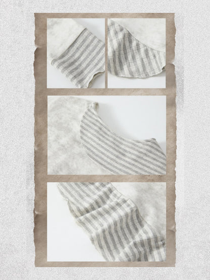 Asymmetric Tie-Dye Long Sleeve Striped Patchwork Waist Top【s0000018403】