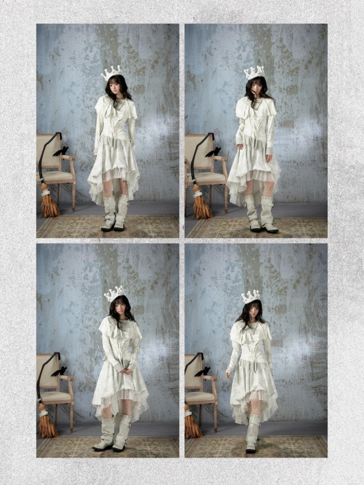 Asymmetric Tie-Dye Long Sleeve Striped Patchwork Waist Top【s0000018403】