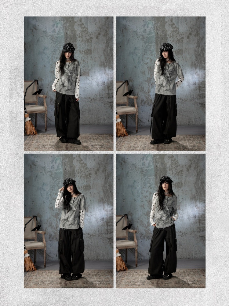 Fake Two-Piece Tie-Dye Raglan Long-Sleeve T-Shirt【s0000018405】