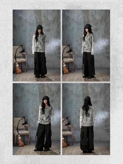 Fake Two-Piece Tie-Dye Raglan Long-Sleeve T-Shirt【s0000018405】