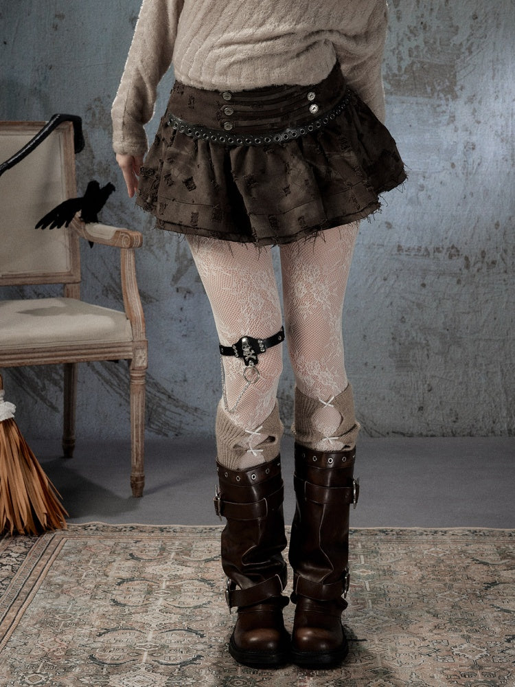 Distressed Ripped High-Waisted Short Skirt【s0000018409】
