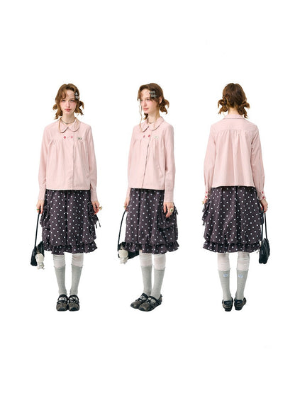 Vintage Lazy Preppy Style Doll Collar Slimming Plaid Shirt【s0000018422】