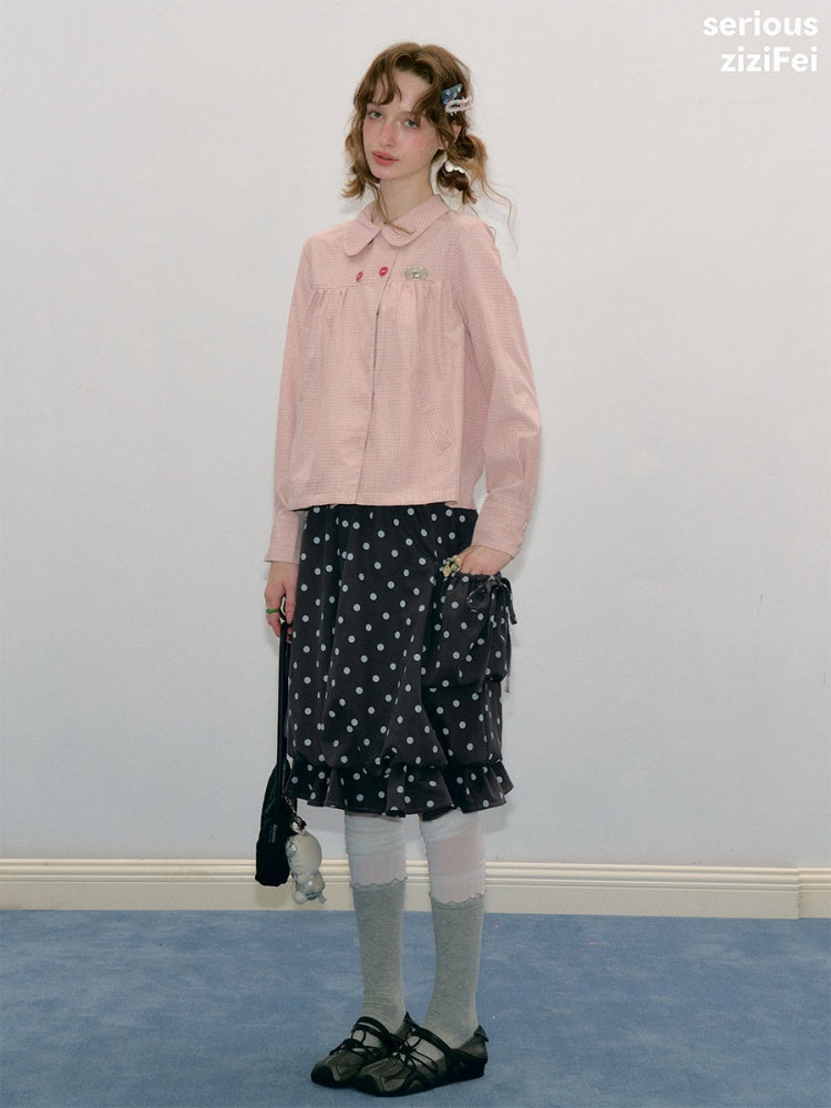 Vintage Lazy Preppy Style Doll Collar Slimming Plaid Shirt【s0000018422】