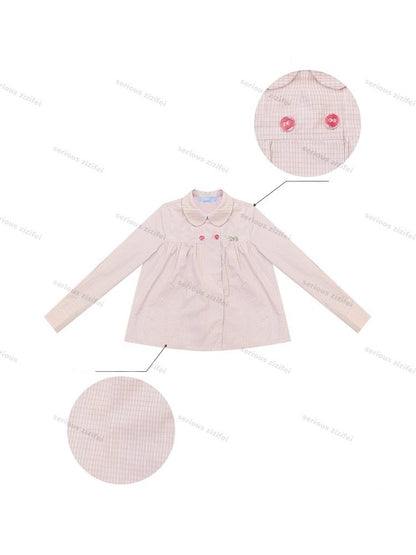 Vintage Lazy Preppy Style Doll Collar Slimming Plaid Shirt【s0000018422】