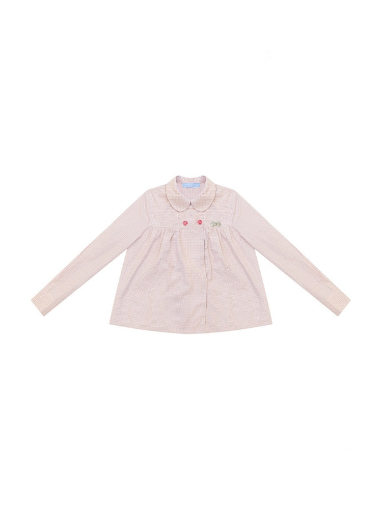 Vintage Lazy Preppy Style Doll Collar Slimming Plaid Shirt【s0000018422】