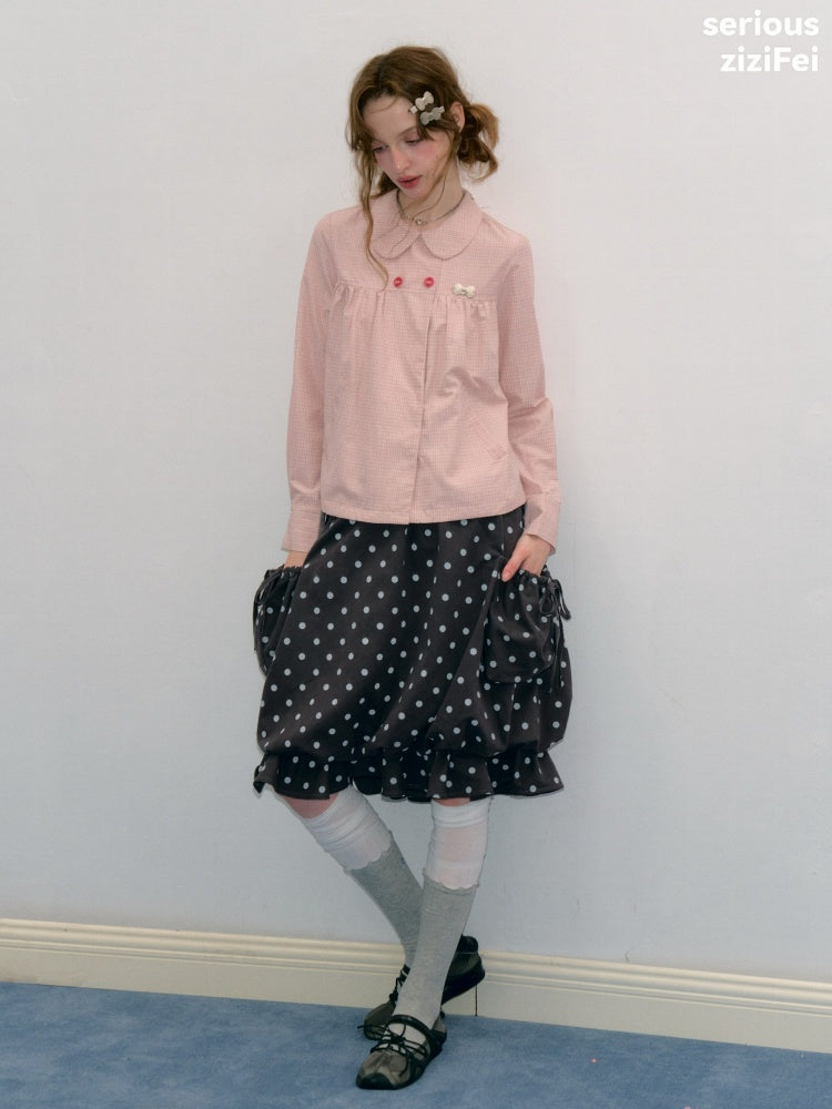 Vintage Lazy Preppy Style Doll Collar Slimming Plaid Shirt【s0000018422】