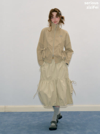 Vintage Khaki Cropped Slim Collar Workwear Jacket【s0000018425】