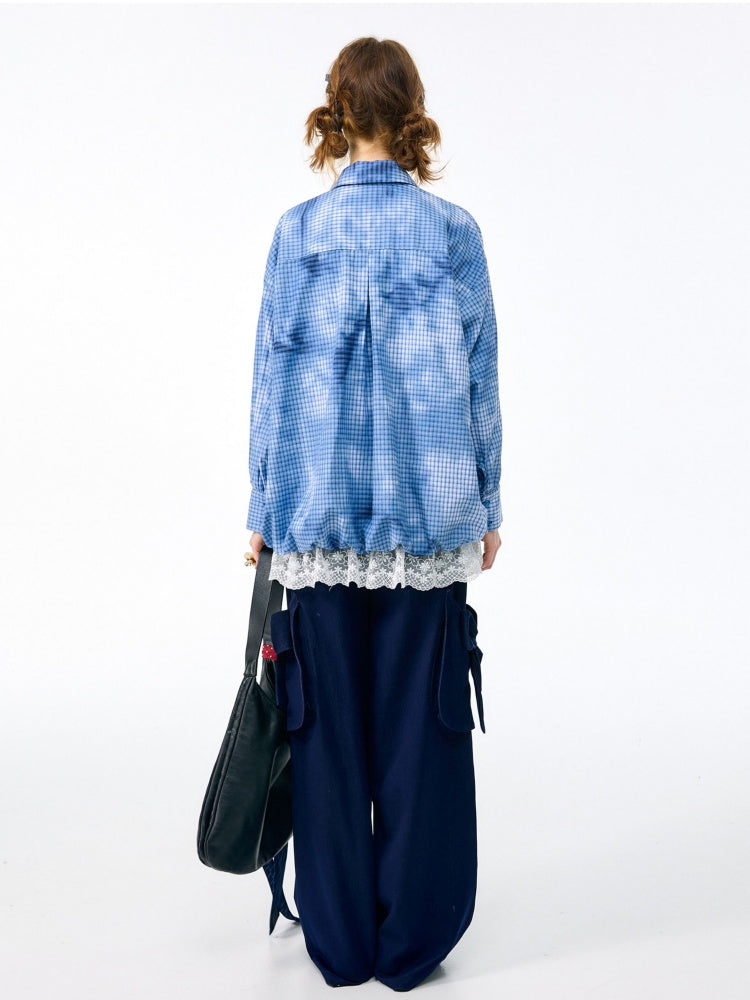 3D Bow Pocket High-waisted Slimming Navy Wide-Leg Workwear Casual Pants【s0000018437】
