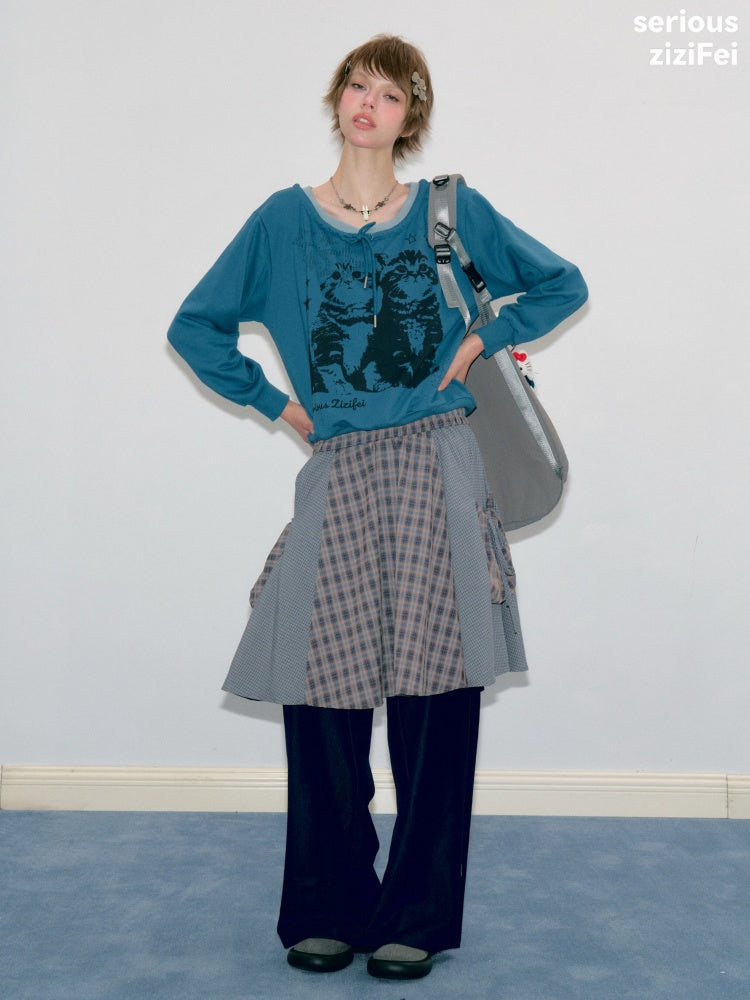 3D Bow Pocket High-waisted Slimming Navy Wide-Leg Workwear Casual Pants【s0000018437】