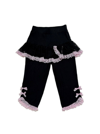 Butt Curtain Slim Fit Lace Bow Leggings【s0000018447】
