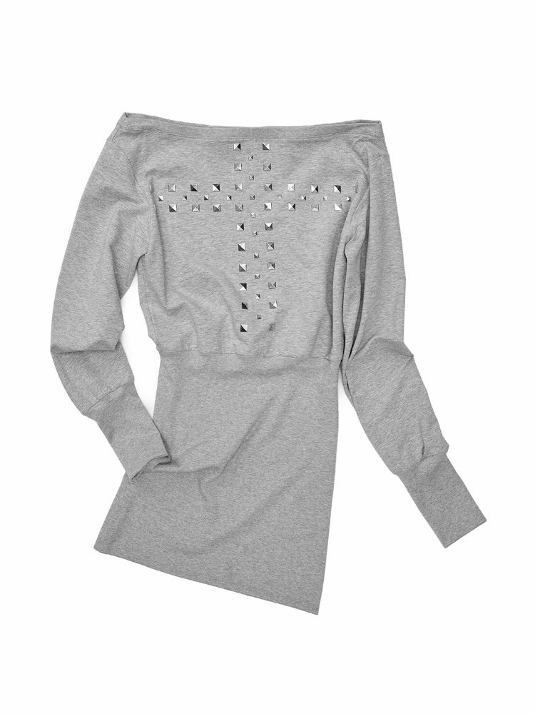 American Heavy-Duty Handmade Cross Rivet Asymmetrical Hip-Hugging Sweatshirt Slim Fit Dress【s0000018144】