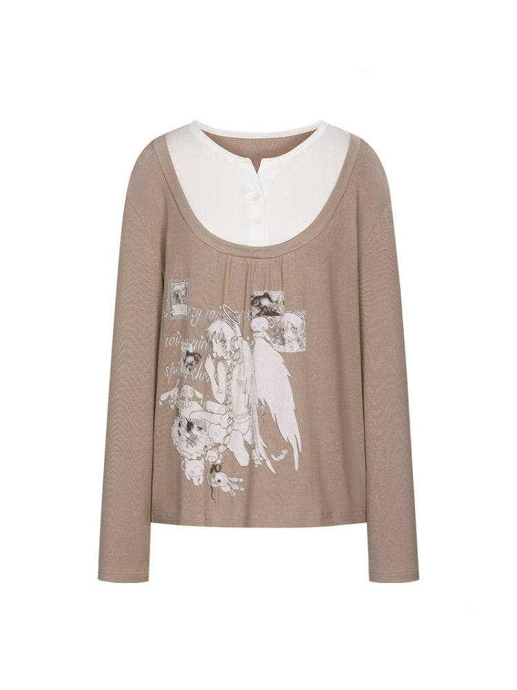 Fake Two-Piece Casual Preppy Long-Sleeve T-Shirt【s0000018452】