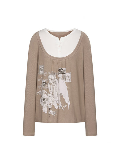 Fake Two-Piece Casual Preppy Long-Sleeve T-Shirt【s0000018452】
