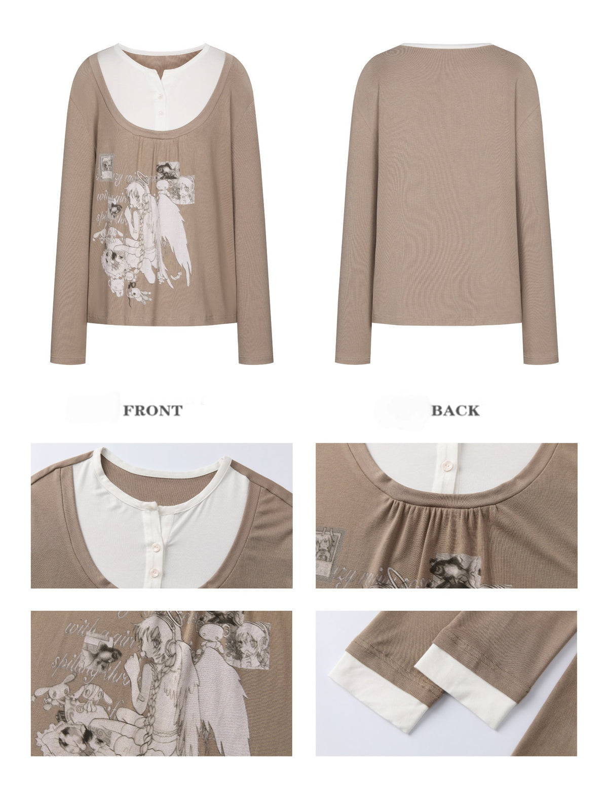 Fake Two-Piece Casual Preppy Long-Sleeve T-Shirt【s0000018452】
