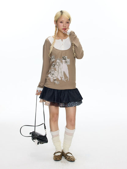 Fake Two-Piece Casual Preppy Long-Sleeve T-Shirt【s0000018452】