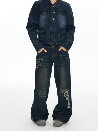 Washed Vintage Cat Whisker Denim Pants【s0000018453】