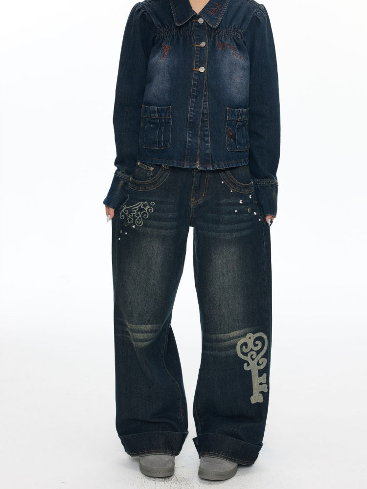 Washed Vintage Cat Whisker Denim Pants【s0000018453】