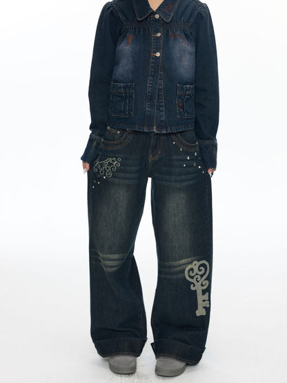 Washed Vintage Cat Whisker Denim Pants【s0000018453】