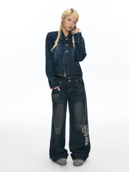 Washed Vintage Cat Whisker Denim Pants【s0000018453】