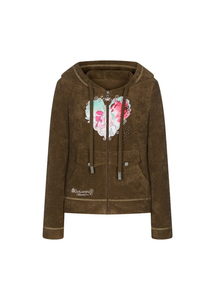 Angel Vortex Heart Embroidered Hoodie【s0000018456】