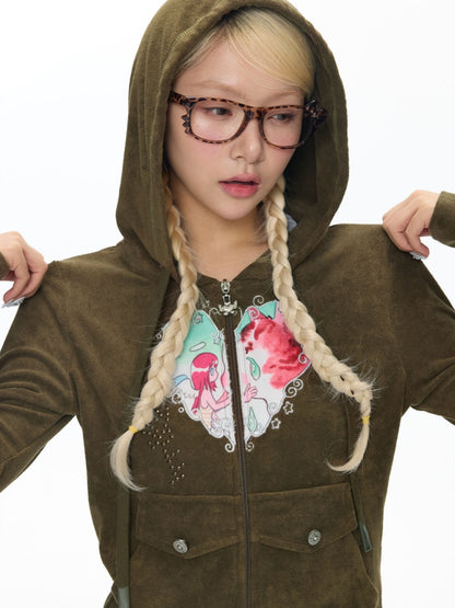 Angel Vortex Heart Embroidered Hoodie【s0000018456】