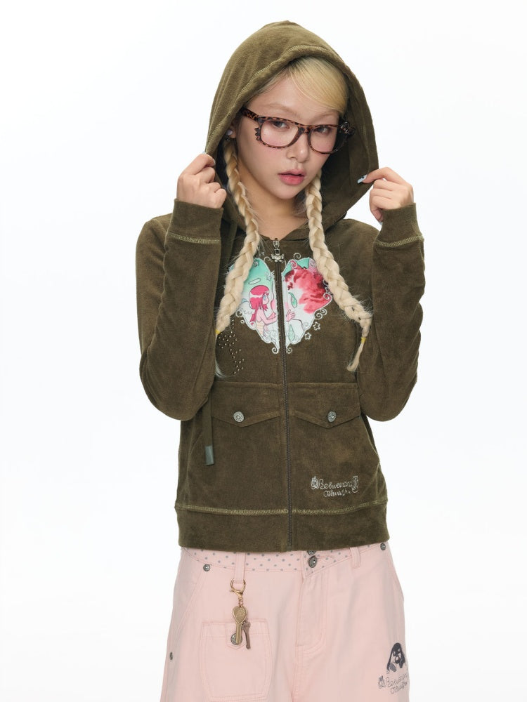 Angel Vortex Heart Embroidered Hoodie【s0000018456】