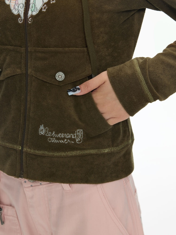 Angel Vortex Heart Embroidered Hoodie【s0000018456】