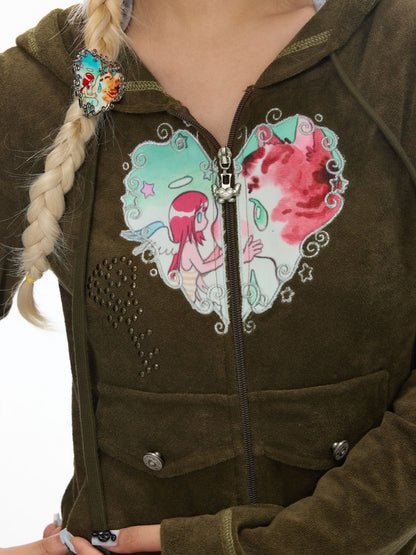 Angel Vortex Heart Embroidered Hoodie【s0000018456】