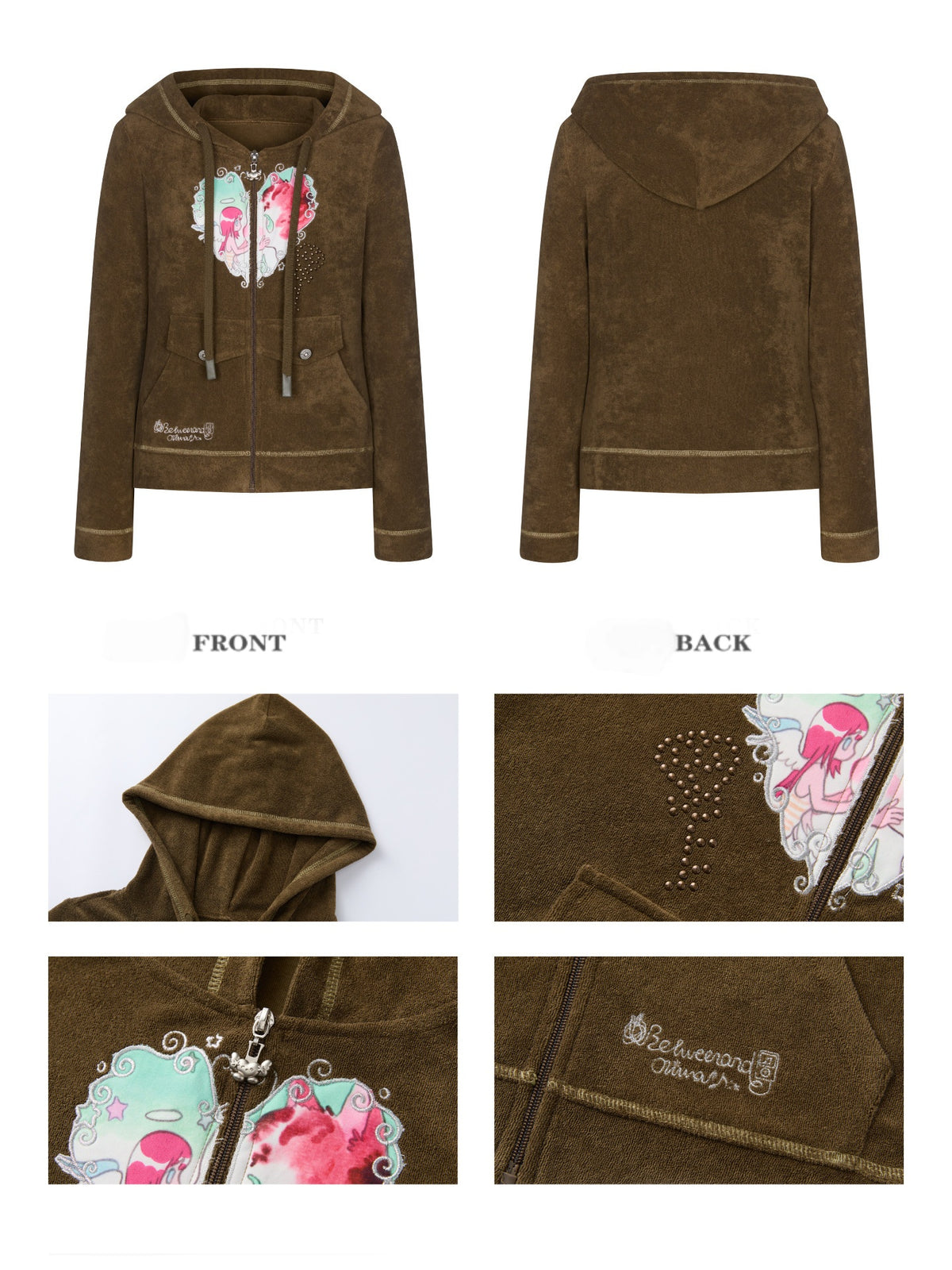 Angel Vortex Heart Embroidered Hoodie【s0000018456】