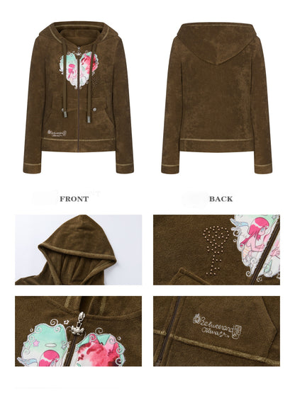 Angel Vortex Heart Embroidered Hoodie【s0000018456】