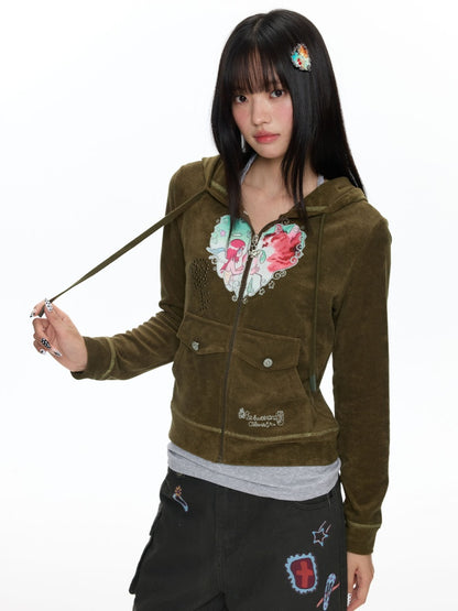 Angel Vortex Heart Embroidered Hoodie【s0000018456】