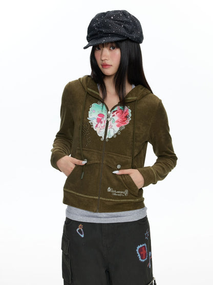 Angel Vortex Heart Embroidered Hoodie【s0000018456】