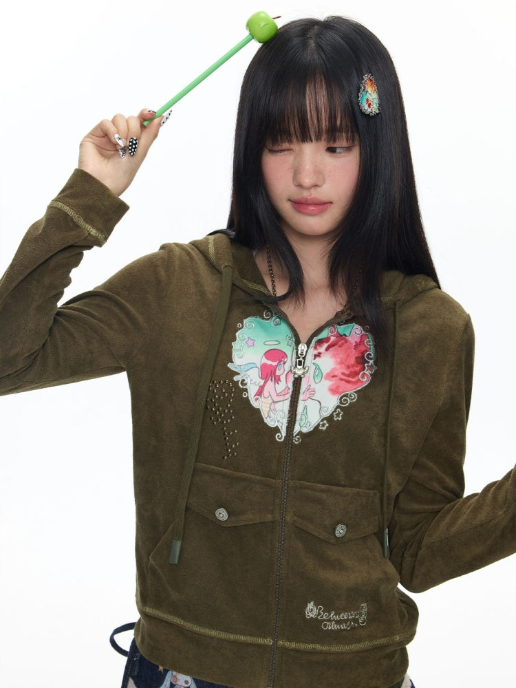 Angel Vortex Heart Embroidered Hoodie【s0000018456】