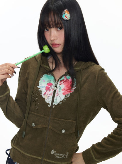 Angel Vortex Heart Embroidered Hoodie【s0000018456】